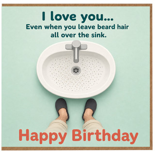Birthday Card, Beard Hair Sink Birthday Card