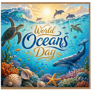 Birthday Card, Underwater Ocean Wildlife Greeting Card