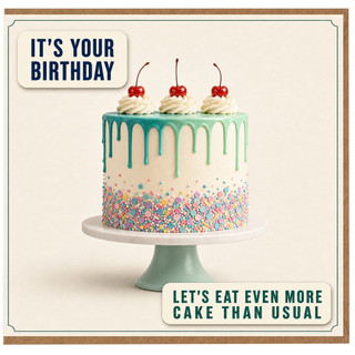 Birthday Card, With Cake Design