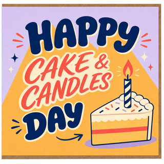 Birthday Card, Happy Cake & Candles Day Card