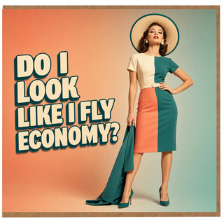 Birthday Card, Funny Humorous Card Do I Look Like I Fly Economy?