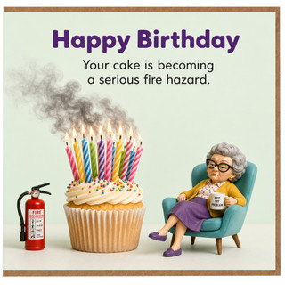 Birthday Card, Your Cake Is Becoming a Serious Fire Hazard Funny Card