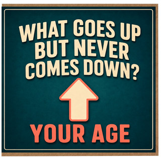 Birthday Card, What Goes Up But Never Comes Down Your Age Card