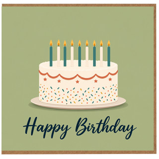 Birthday Card, Cake and Candles Birthday Greeting Card