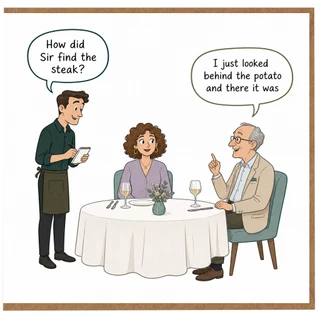 Birthday Card, Steak and Potato Pun Greeting Card