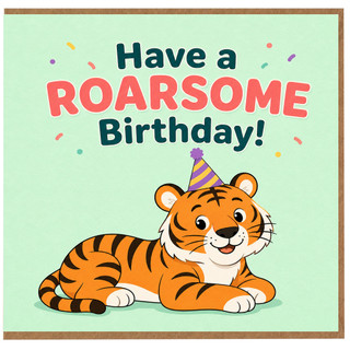 Birthday Card, Cute Tiger Birthday Card