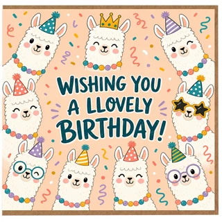 Birthday Card, Cute Llama Birthday Card, Wishing You A Lovely Birthday Card