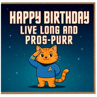 Birthday Card, Funny Live Long and Pros - Purr Birthday Card