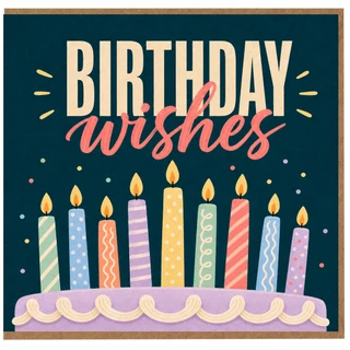 Birthday Card, Birthday Wishes Cake and Candles Design