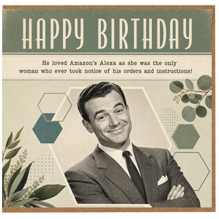 Birthday Card, for Him Humorous Retro Vintage Style