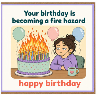 Birthday Card, Humorous Birthday Card, Your Birthday Is Becoming a Fire Hazard
