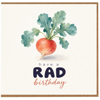 Birthday Card, Have a Rad Birthday Radish Illustration