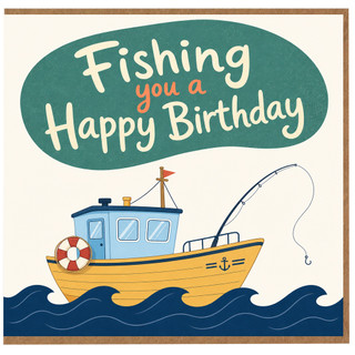 Birthday Card, Fishing You a Happy Birthday Card, Fisherman Birthday Card