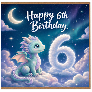 Son 6th Birthday Card, Cute Dragon in the Clouds Birthday Card