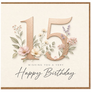 Auntie 15th Birthday Card, Floral Happy Birthday Card