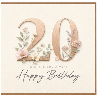 Uncle 20th Birthday Card, Floral Happy Birthday Card