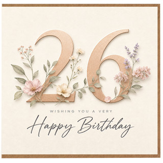 Auntie 26th Birthday Card, Floral Happy Birthday Card