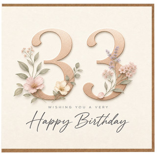 Son 33rd Birthday Card, Floral Happy Birthday Card