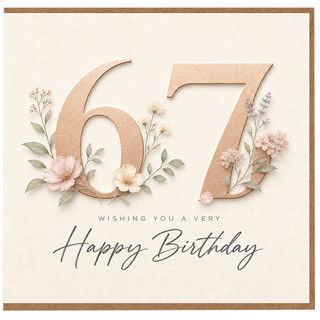 Nanny 67th Birthday Card, Floral Happy Birthday Card