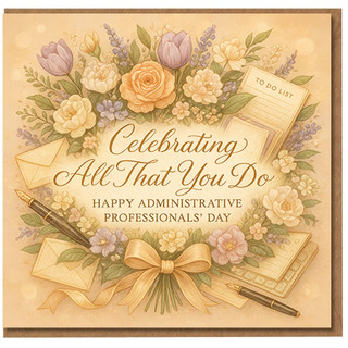 Administrative Professionals' Day Card - Celebrating All That You Do - Elegant Floral Wreath with To-Do List & Pens - Office Appreciation Card for Administrative Assistant, PA Secretary & Receptionist