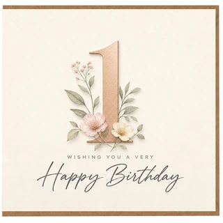 1st Birthday Card, Floral Happy Birthday Card