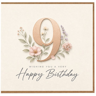 9th Birthday Card, Floral Happy Birthday Card for 9 Year Old