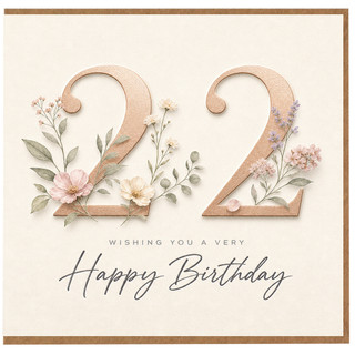 22nd Birthday Card, Floral 24 Birthday Card, Happy Birthday Card for Her