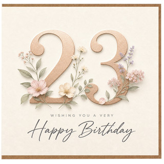 23rd Birthday Card, Floral Happy Birthday Card for Her