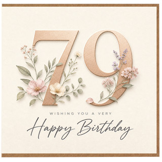 79th Birthday Card, Floral Happy Birthday Card for Her