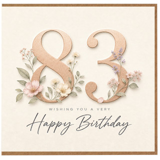 83rd Birthday Card, Happy Birthday Floral Card