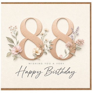 88th Birthday Card, Floral Happy Birthday Card