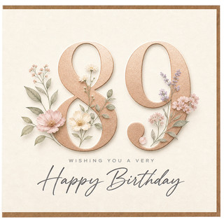 89th Birthday Card, Floral Happy Birthday Card