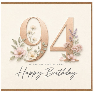 94th Birthday Card, Floral Happy Birthday Card