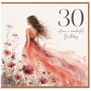 30th Birthday Card, Elegant Floral Birthday Card