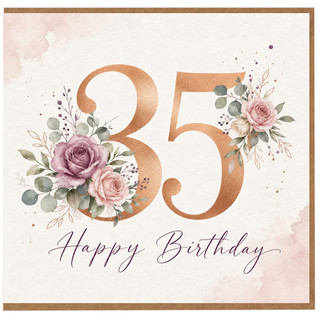 35th Birthday Card, Floral Happy Birthday Card for Her