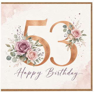 53rd Birthday Card, Floral Happy Birthday Card for Her