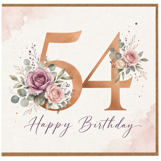 54th Birthday Card, Floral Happy Birthday Card
