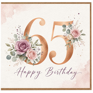 65th Birthday Card, Floral Happy Birthday Card