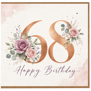 68th Birthday Card, Floral Happy Birthday Card for Her