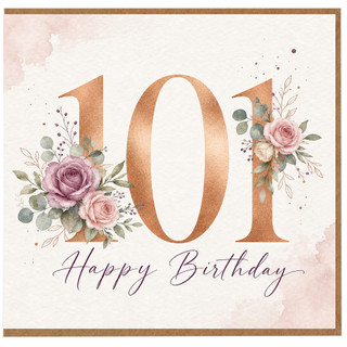 101st Birthday Card, Floral Happy Birthday Card