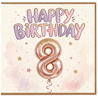 8th Birthday Card, Happy Birthday Balloon Design