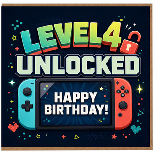4th Birthday Card, Level 4 Unlocked Gaming Birthday Card
