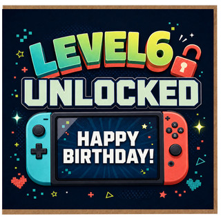 6th Birthday Card, Level 6 Unlocked Happy Birthday Gaming Card