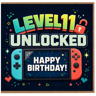 11th Birthday Card, Level 11 Unlocked Happy Birthday Gaming Card