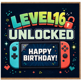 16th Birthday Card, Level 16 Unlocked Happy Birthday Gaming Card