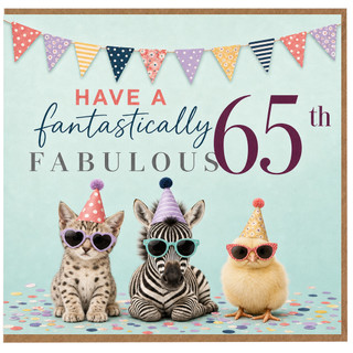 65th Birthday Card, Have a Fantastically Fabulous Birthday Card with Party Animals