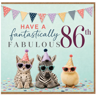 86th Birthday Card, Funny Animal Party Card for Her