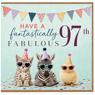 97th Birthday Card, Have a Fantastically Fabulous 97th Birthday Card with Cute Party Animals