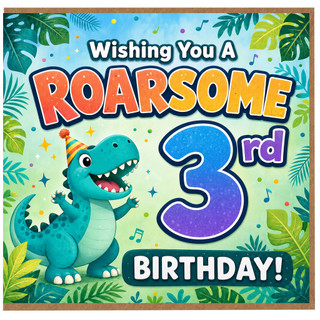 3rd Birthday Card, Roarsome Dinosaur Birthday Card