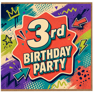 3rd Birthday Card, Third Birthday Party Card